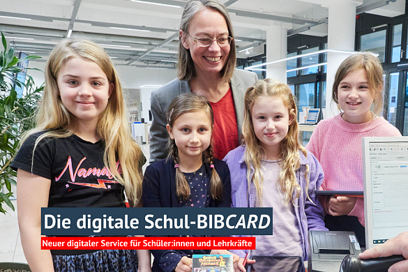 Senatorin Aulepp erkundigt sich bei Schüler*innen zur neuen BIBCARD, mit der sich digital Bücher etc. ausleihen lassen