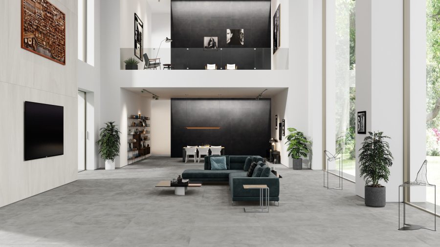 Black gray and white floors and wools home design