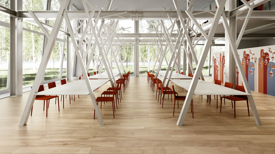 restaurant wood look tiles