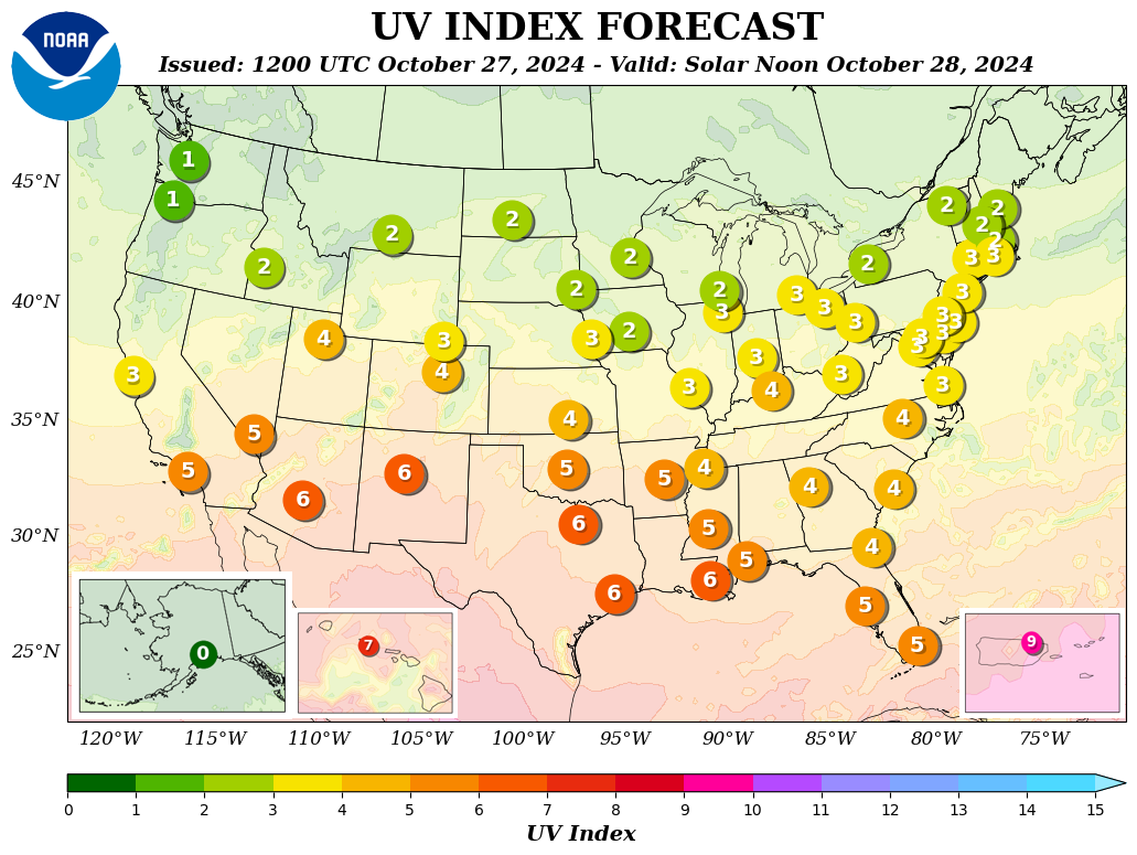 Current UV Index Forecast Map