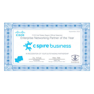 Cisco Enterprise Networking Partner of the Year for FY21 Gulf States Region