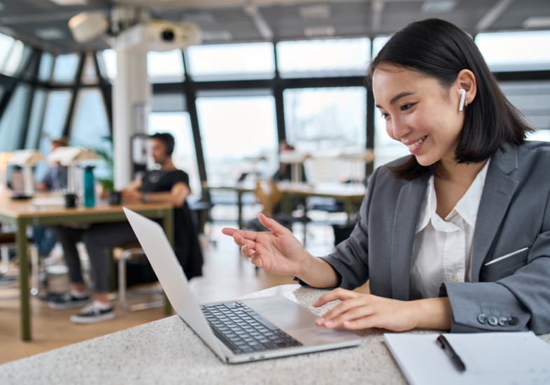 woman using laptop