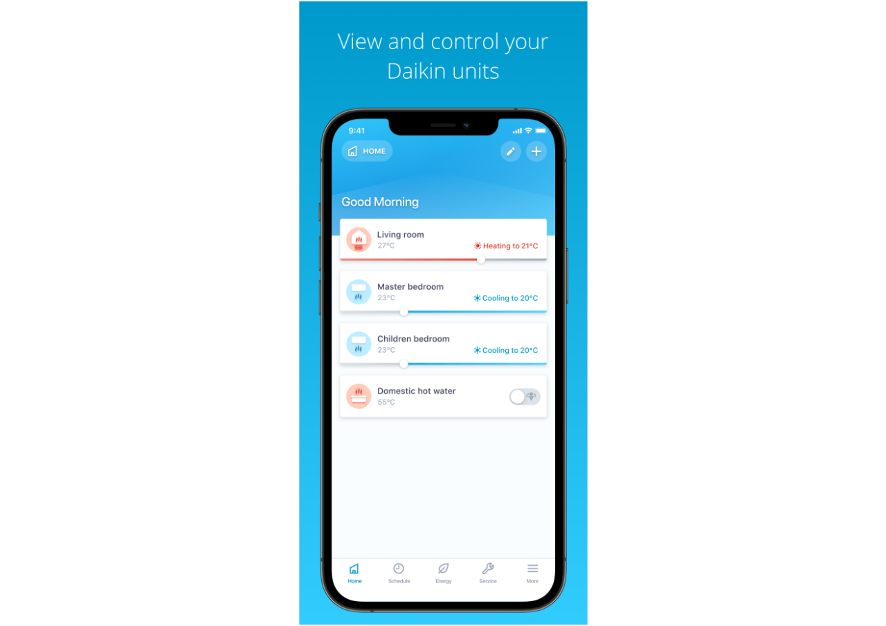 Heating and air conditioning settings on the Daikin Residential Controller 