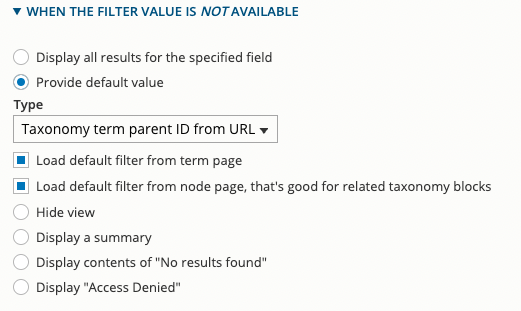 Views default argument with Parent ID