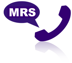 Telephone receiver with speech bubble “MRS”