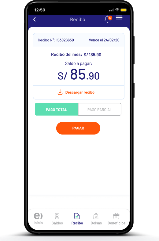 Pago recibo app mi entel