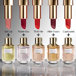 photo of combinations of Estee Lauder Pure Color Lipstick & Luxury Fragrance