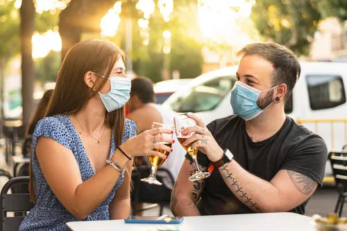 Couple in bar outdoors