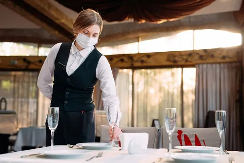 Waitress with mask