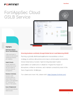 FortiGSLB Cloud Data Sheet