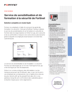 Fiche technique du service de sensibilisation et de formation à la sécurité de Fortinet