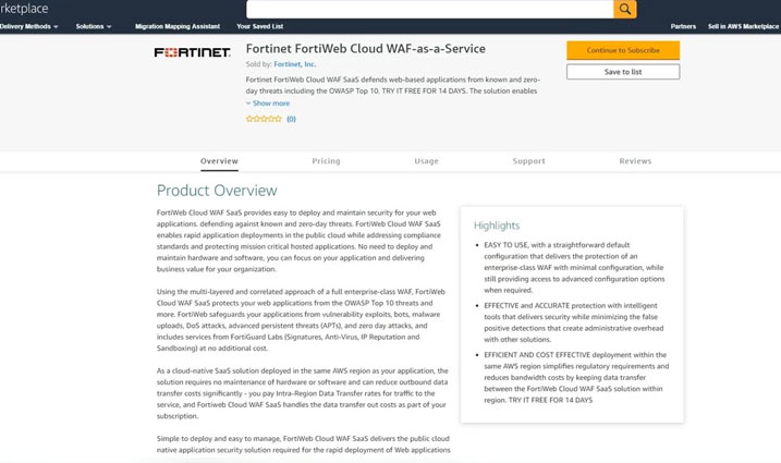 Setting Up Fortinet's FortiWeb Cloud WAF-as-a-Service for AWS 