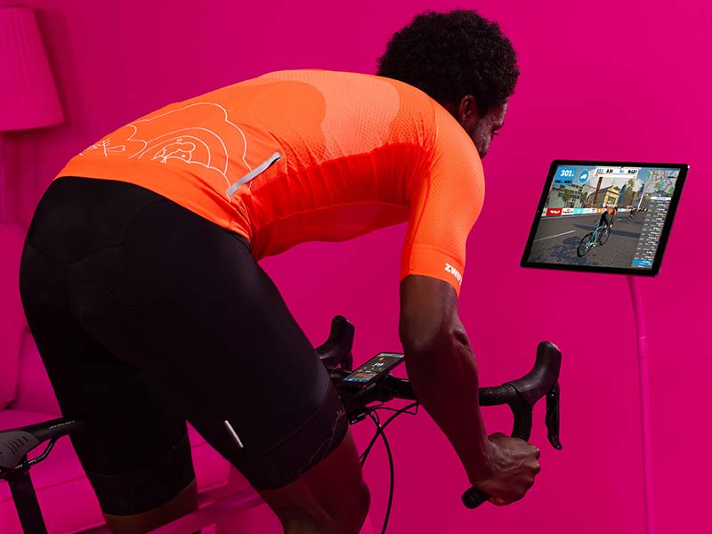 Zwift op een tablet