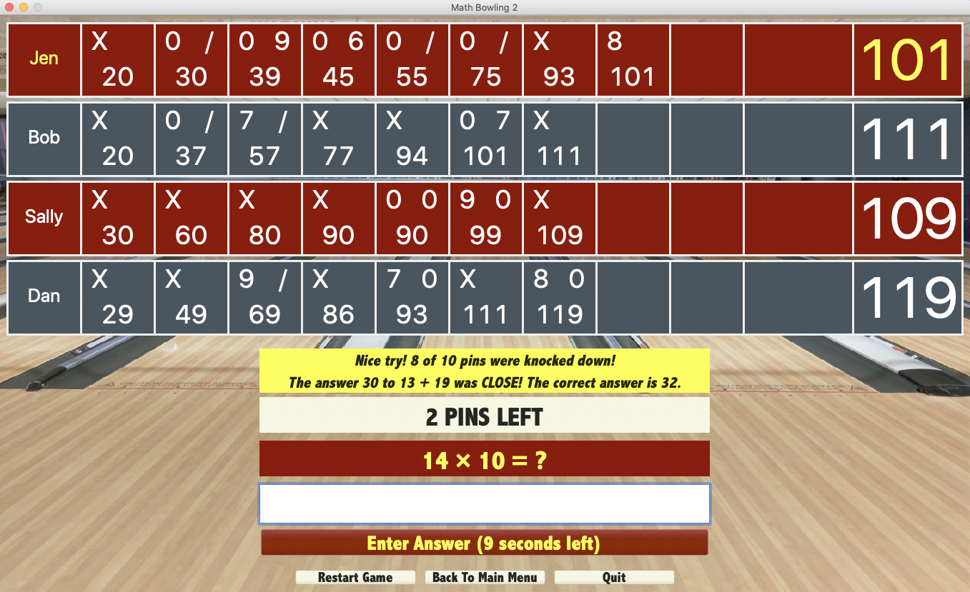 Math Bowling Screenshot