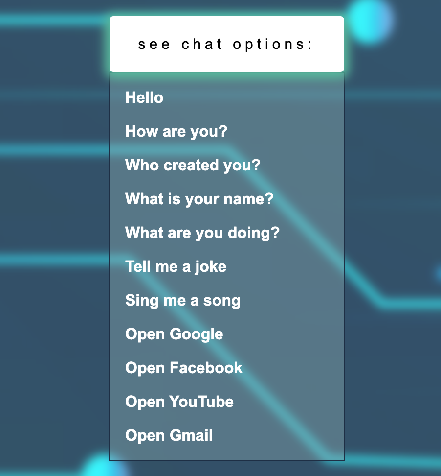 [chat prompts dropdown menu]