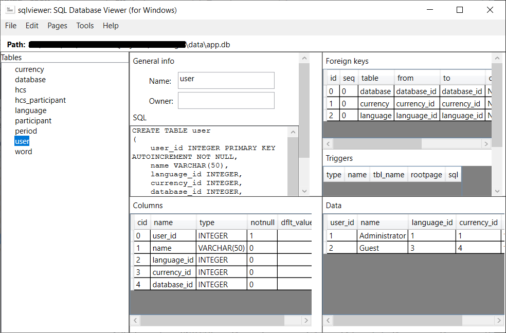 Example (UI, tables)