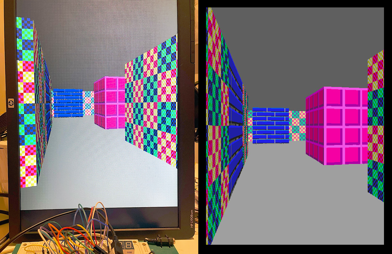 raybox-zero running on both an FPGA and in the software simulator