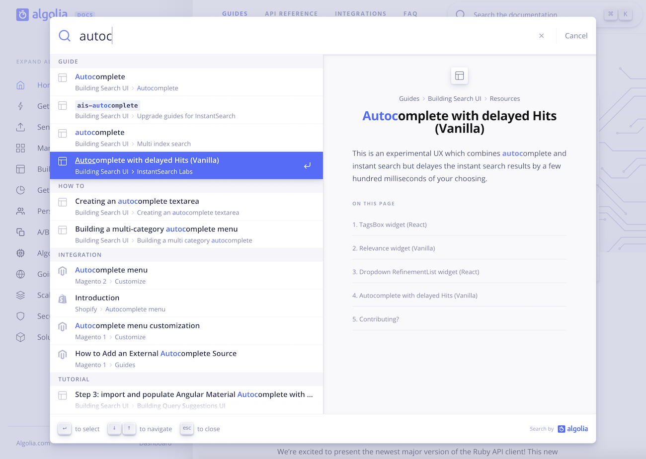 Algolia Documentation