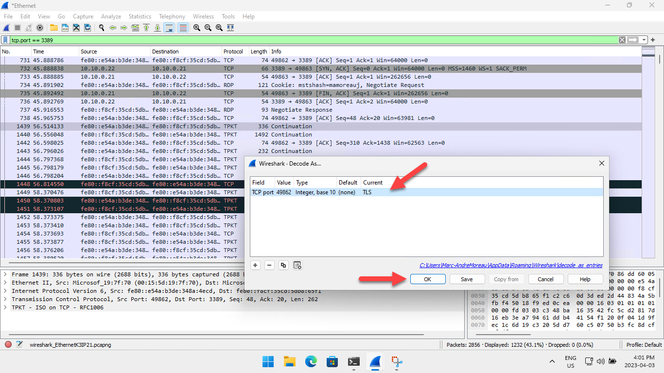 Wireshark Decode As TLS