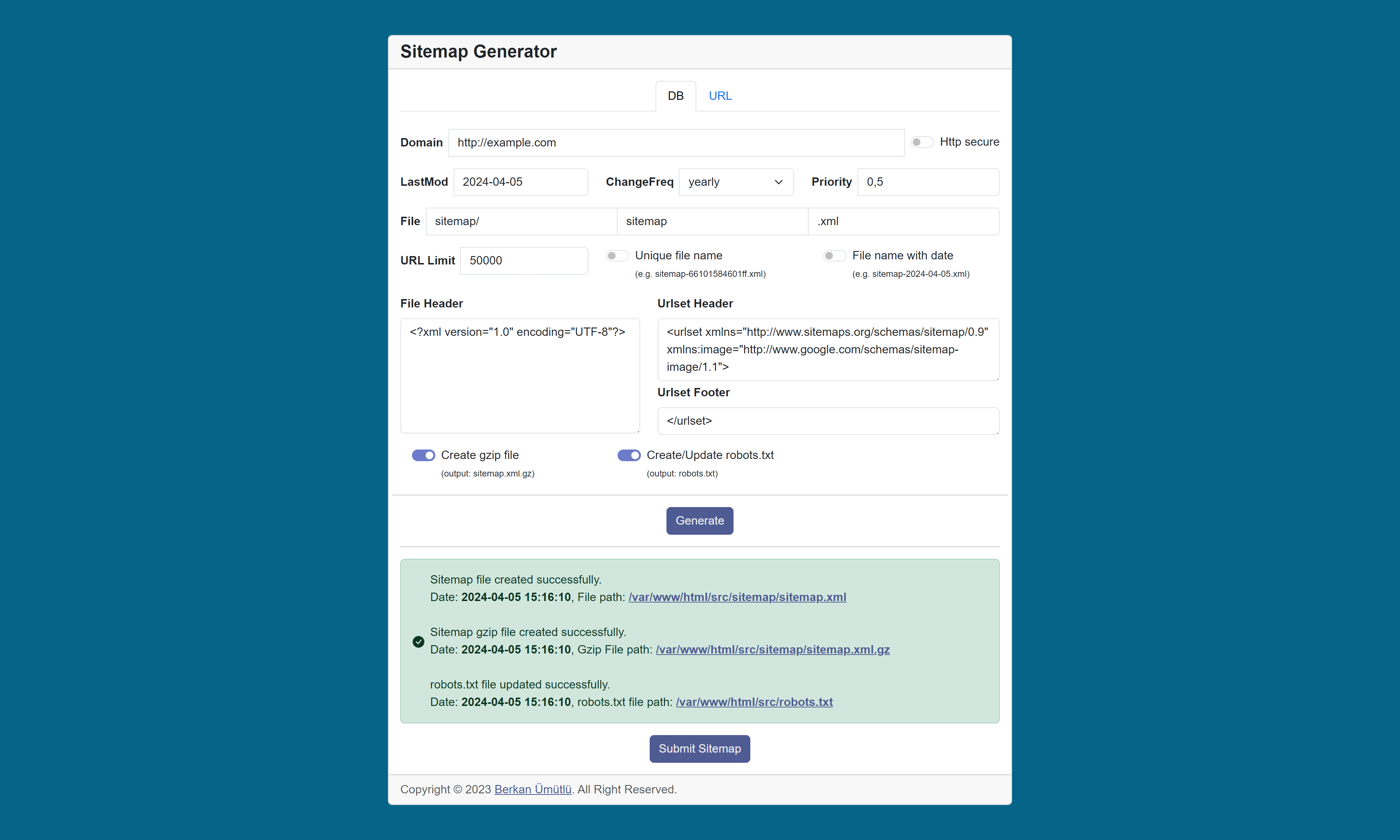 screenshot02-generate-sitemap-from-db