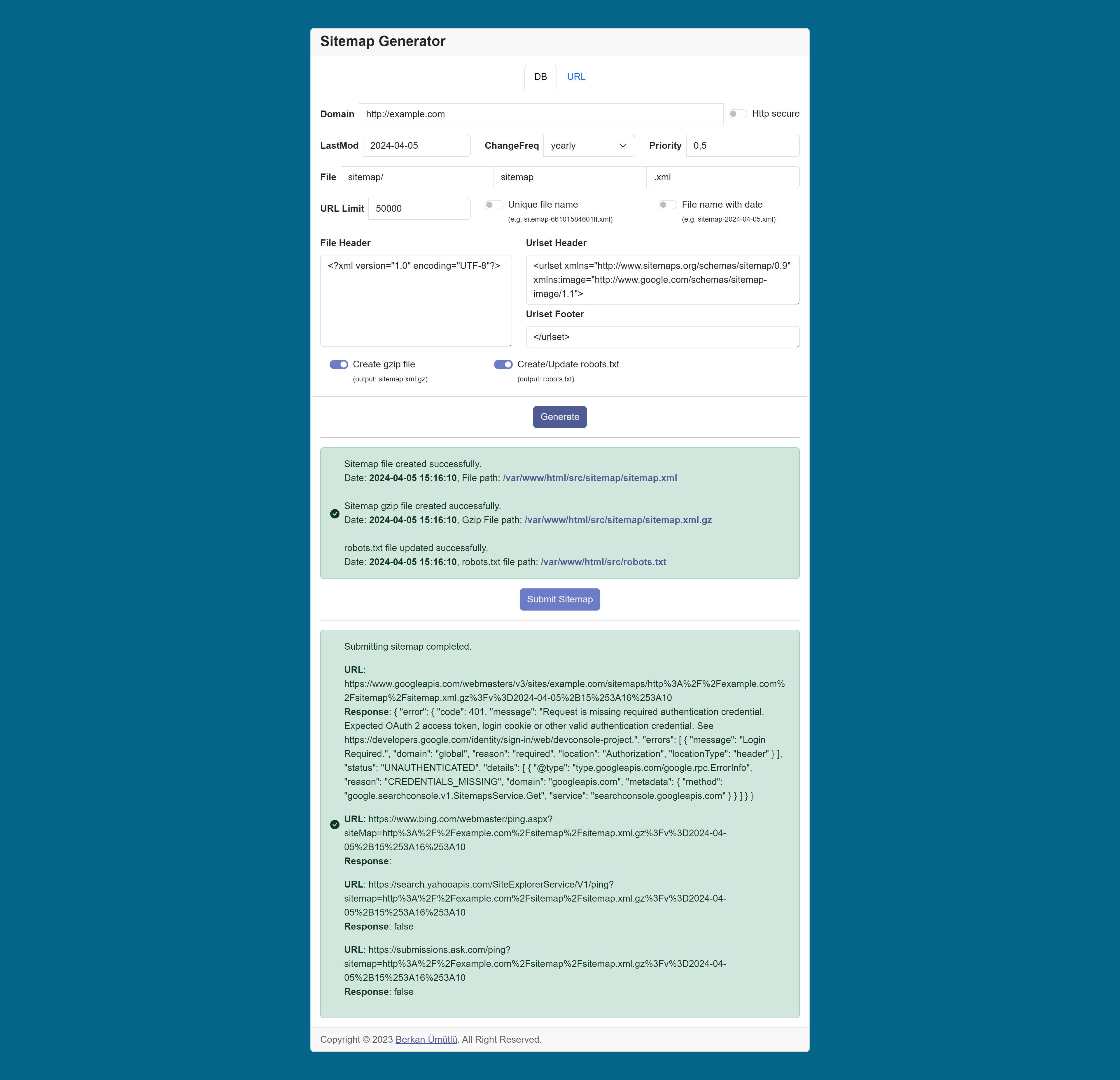 screenshot03-generate-sitemap-from-db-submit-sitemap