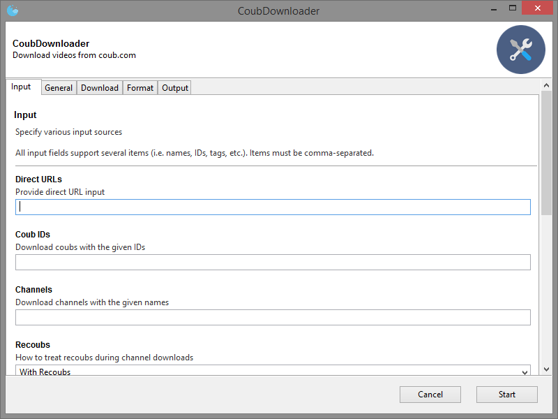 Settings window on Windows