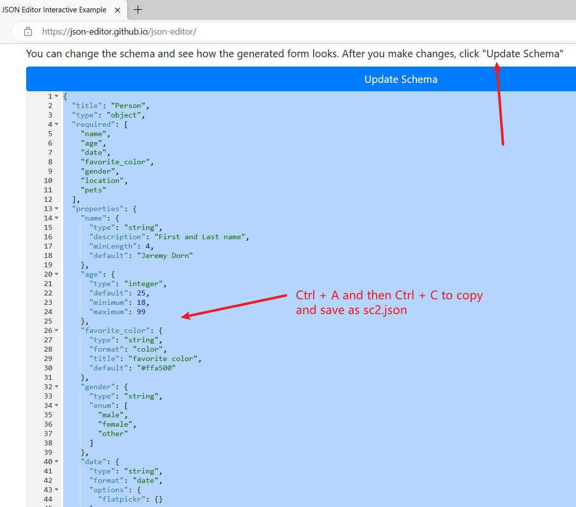 json schema example