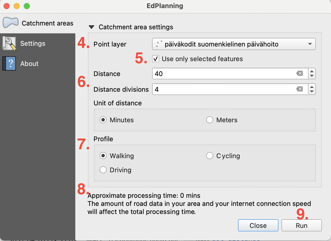 Catchment area panel