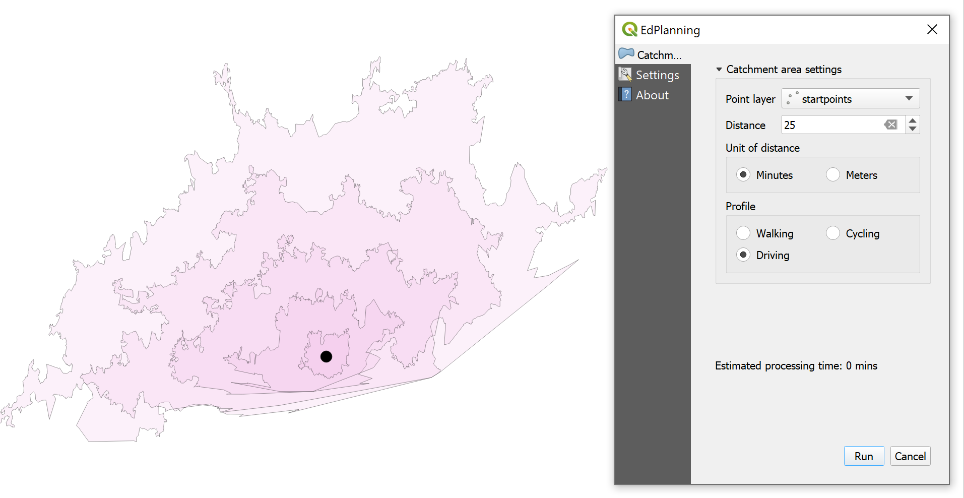 Isochrones in QGIS