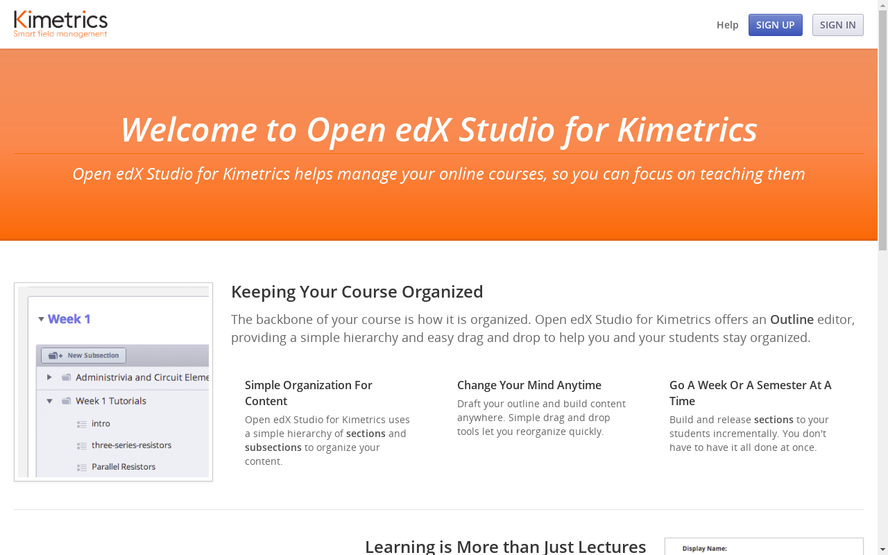 Kimetrics edX CMS Platform theme screenshot