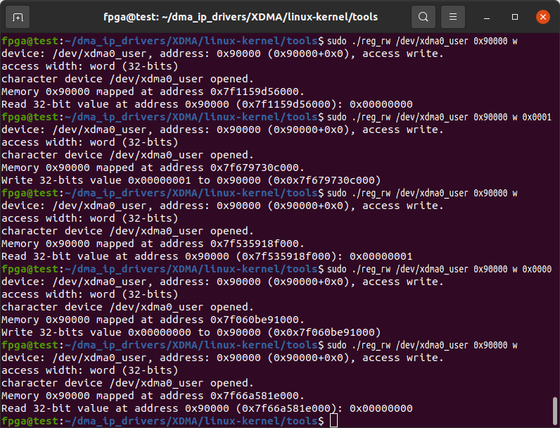 XDMA GPIO Testing