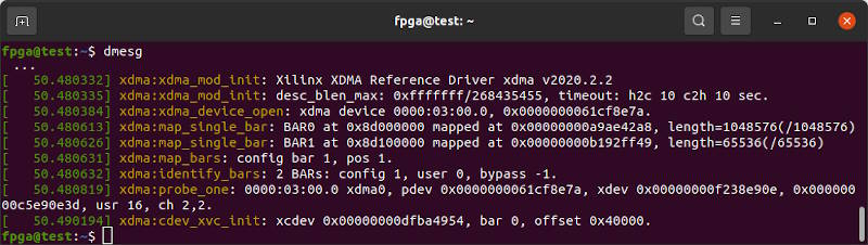 dmesg xdma
