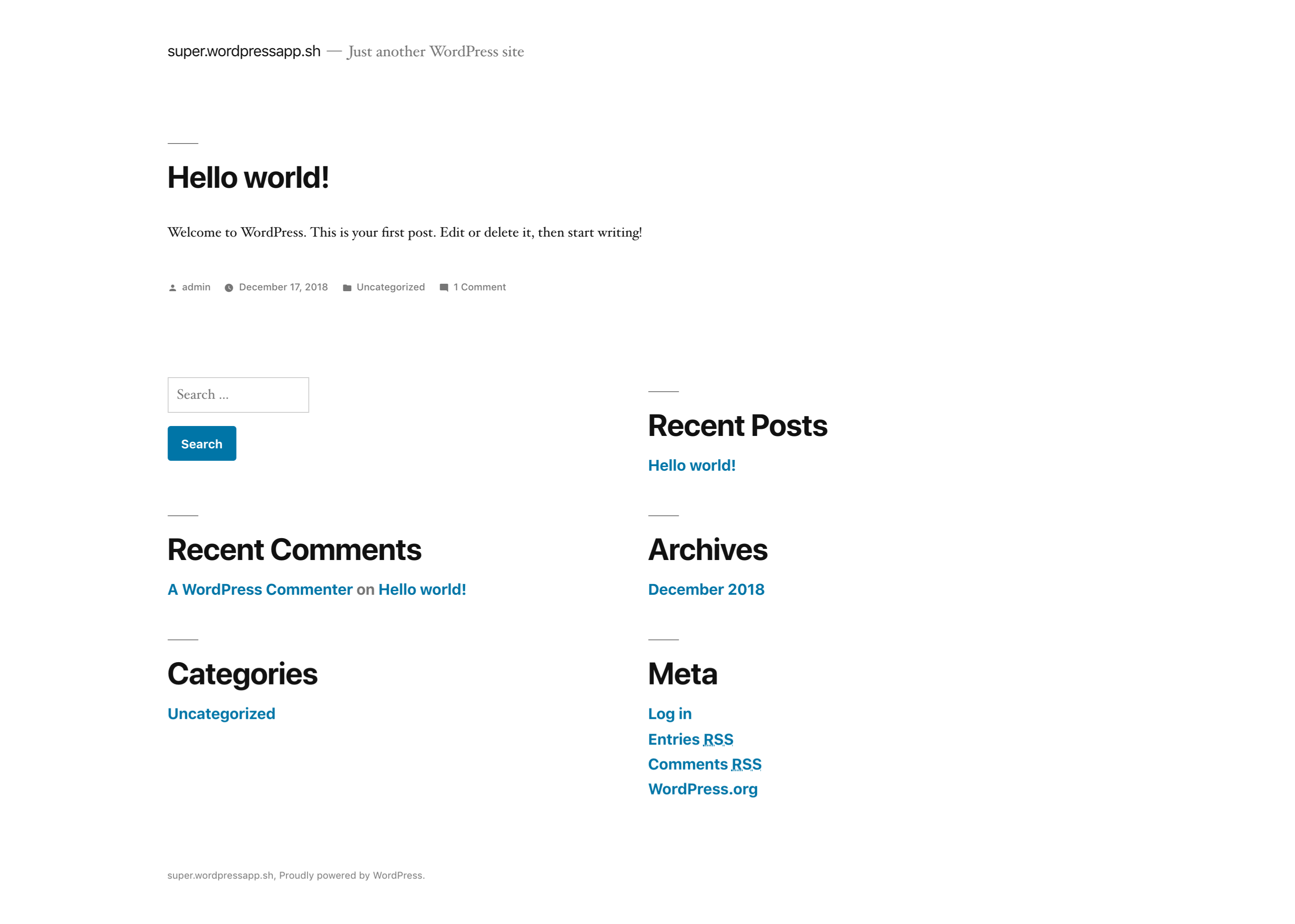 Image of Default WordPress Site