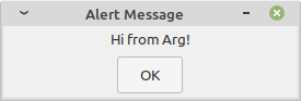 Alert Hello From Arg Linux Image