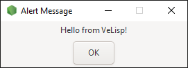 Alert Hello From VeLisp Windows Image