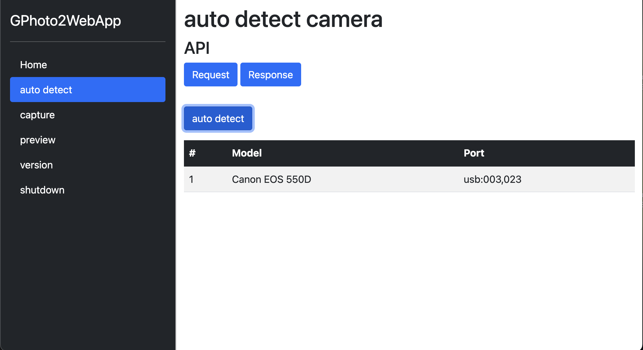 auto detect camera