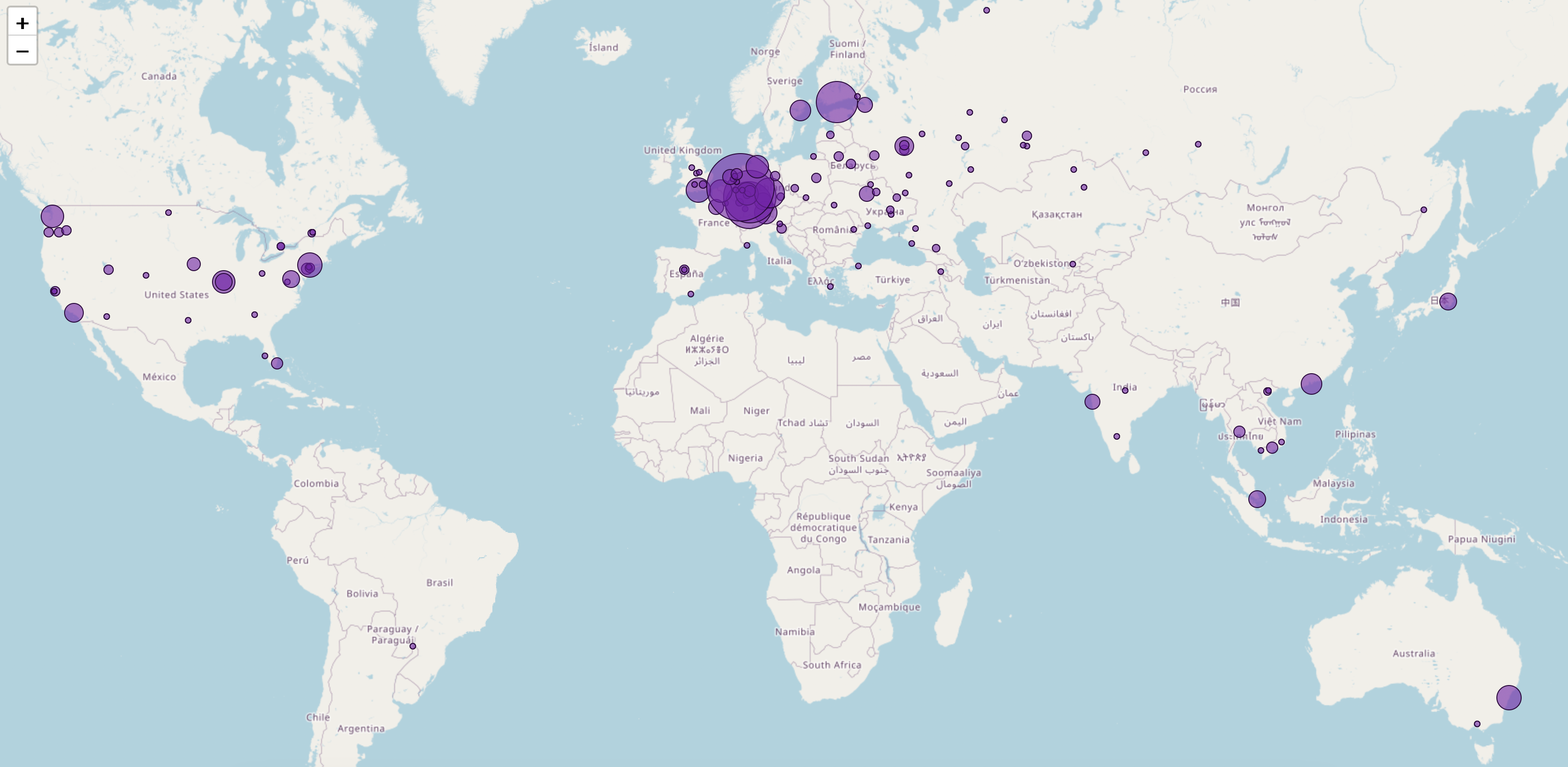 world map of hubs