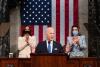 President Joe Biden flanked by Vice President Harris and Speaker Pelosi