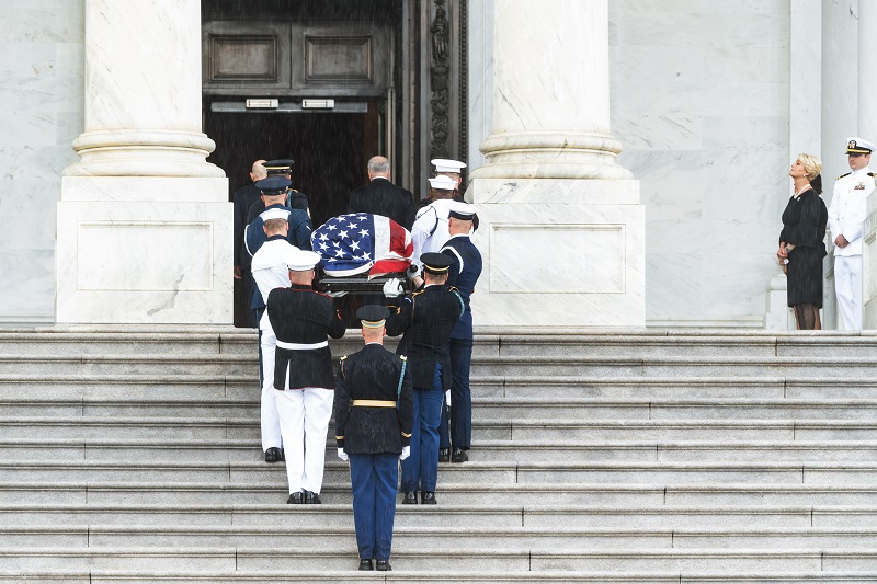 Senator McCain’s casket is carried into the U.S. Capitol. Photo by Leah Herman.