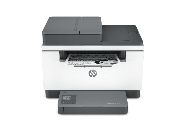 Front view of HP LaserJet printer