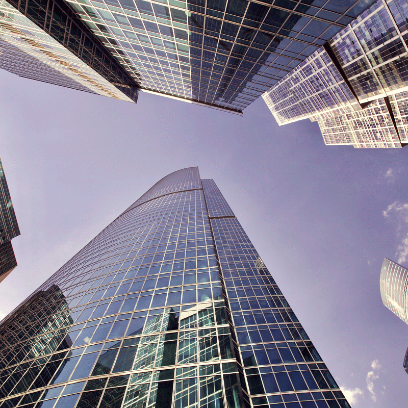 View of buildings looking up