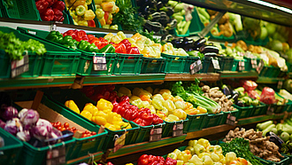 Gemüseregal im Supermarkt