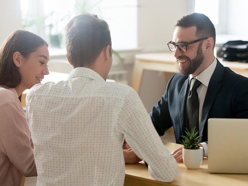 Adviser talking to clients