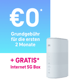 €0 Grundgebühr für die ersten 2 Monate plus gratis Internet 5G Box