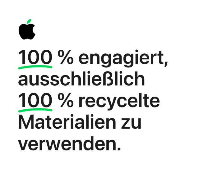 100% engagiert,  100% recycelte Materialien zu verwenden.