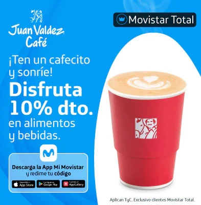 Banner movistar SliderCategory- Disfruta 10% dto en alimentos y bebidas Juan Valdez