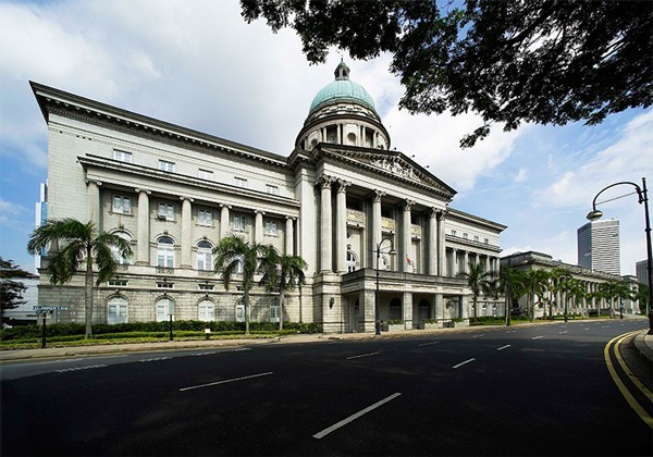 Former Supreme Court and City Hall buildings prior to the renovation works to become National Gallery Singapore.