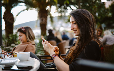 woman on phone outside