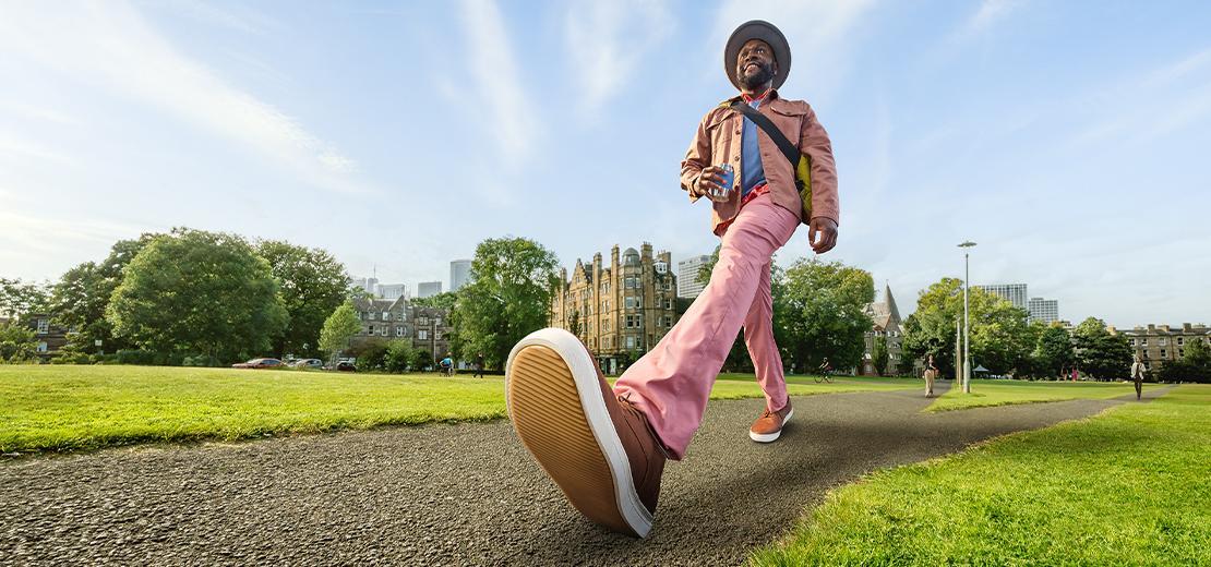 Person walking in a park