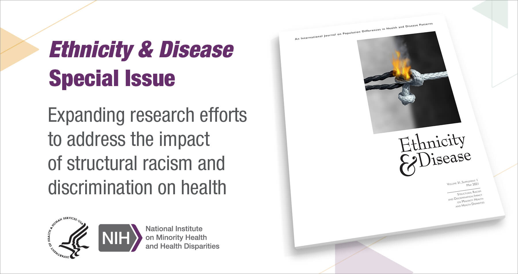 Ethnicity & Disease publication cover. Supplement looks at expanding research to address the impact of structural racism and discrimination on health